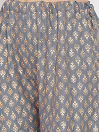 Thumbnail for Wahe-NOOR Women's Grey Flared Printed Rayon Sharara - Distacart