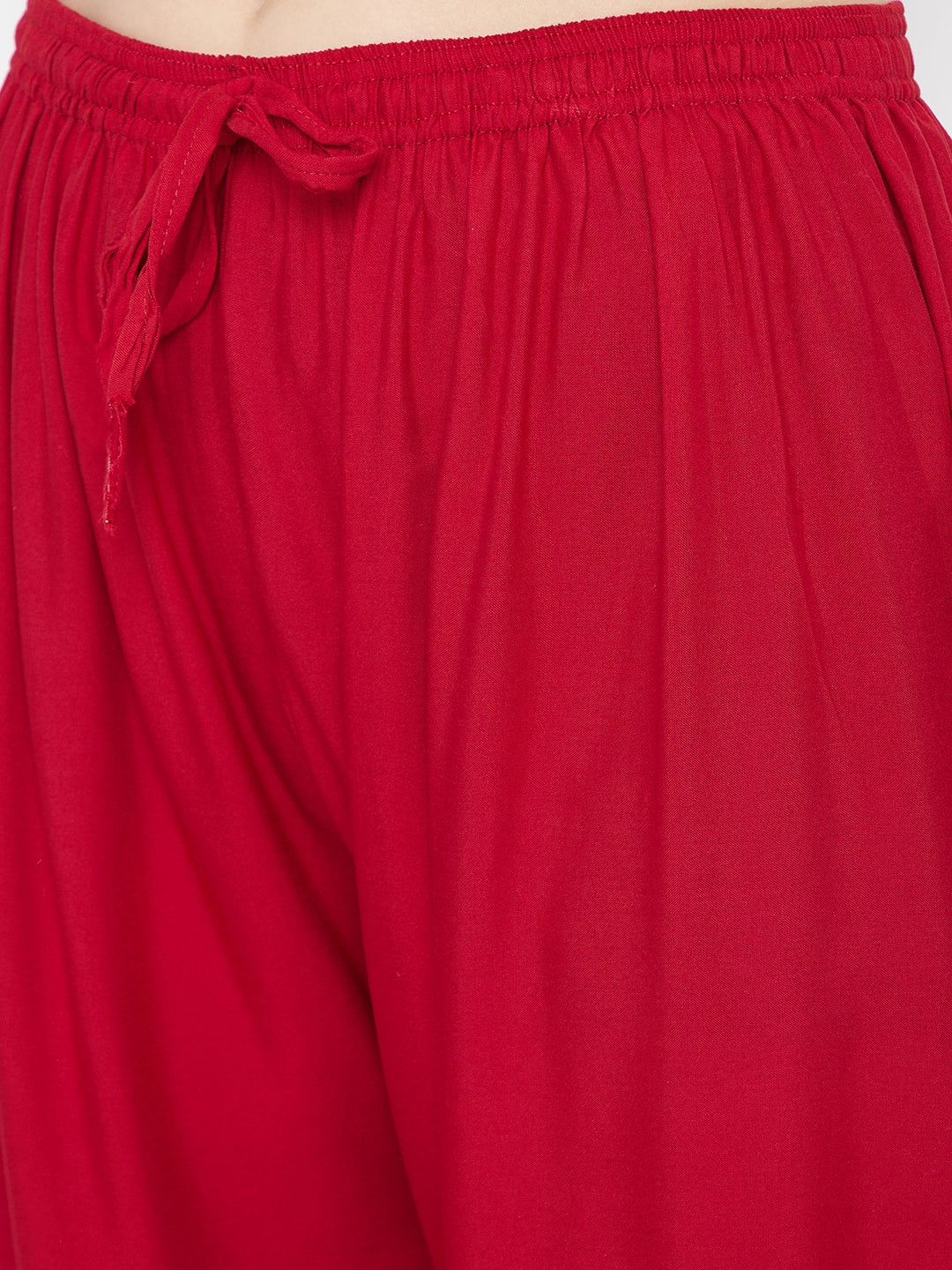 Wahe-NOOR Women's Red Embellished Straight Palazzo - Distacart