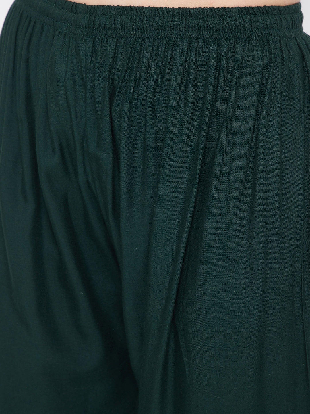 Wahe-NOOR Women's Bottle Green Straight Hem Design Palazzo - Distacart