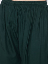 Thumbnail for Wahe-NOOR Women's Bottle Green Straight Hem Design Palazzo - Distacart