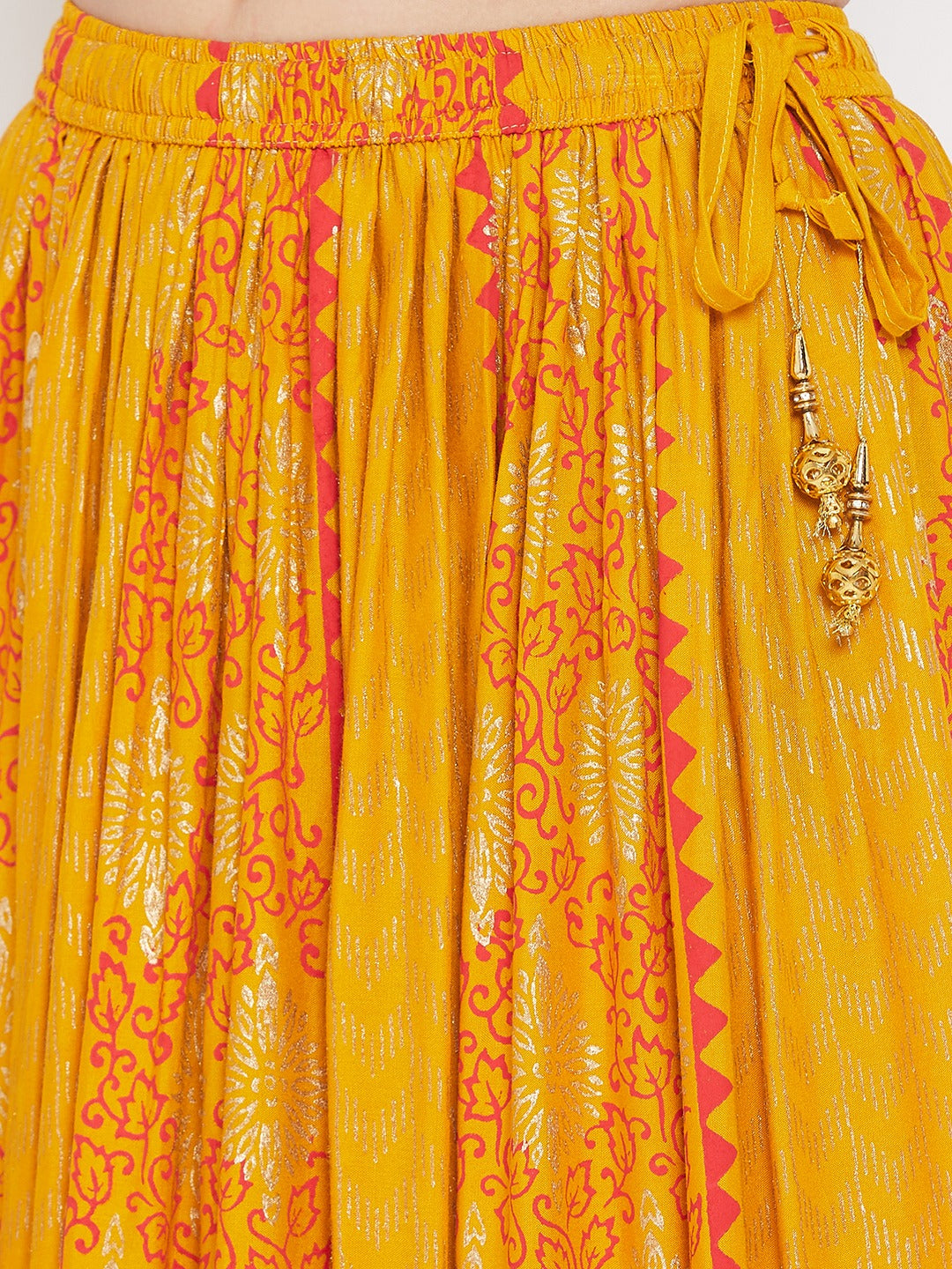 Wahe-NOOR Women's Mustard Printed Rayon Maxi Skirt - Distacart