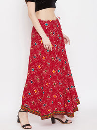 Thumbnail for Wahe-NOOR Women's Red Printed Skirt - Distacart