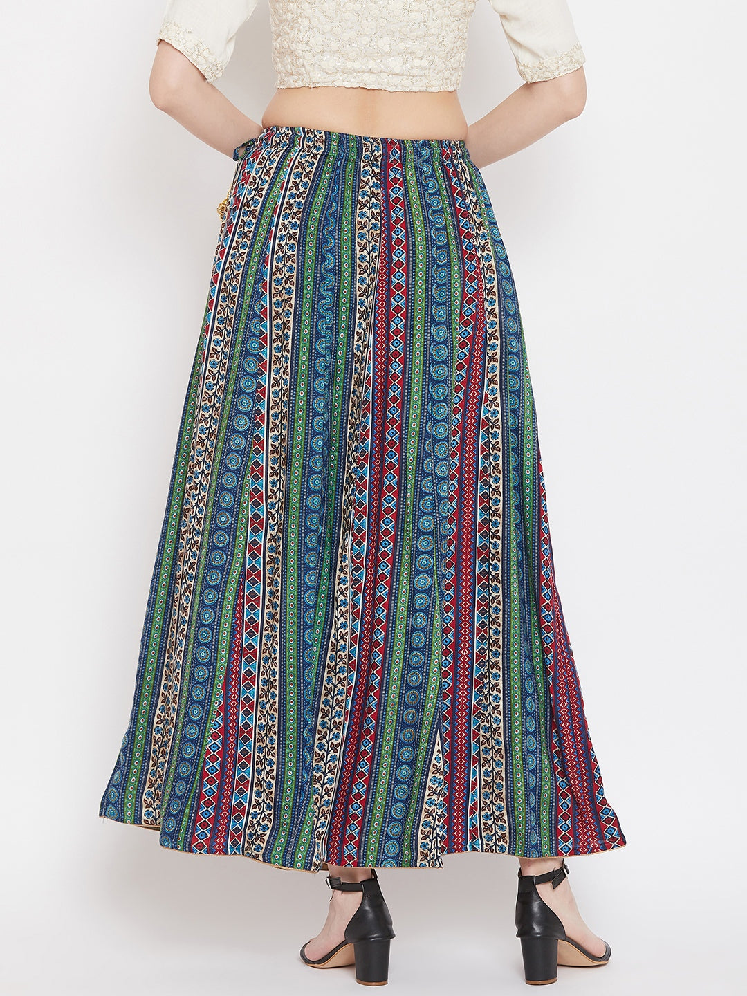 Wahe-NOOR Women's Multi Flared Printed Maxi Skirt - Distacart
