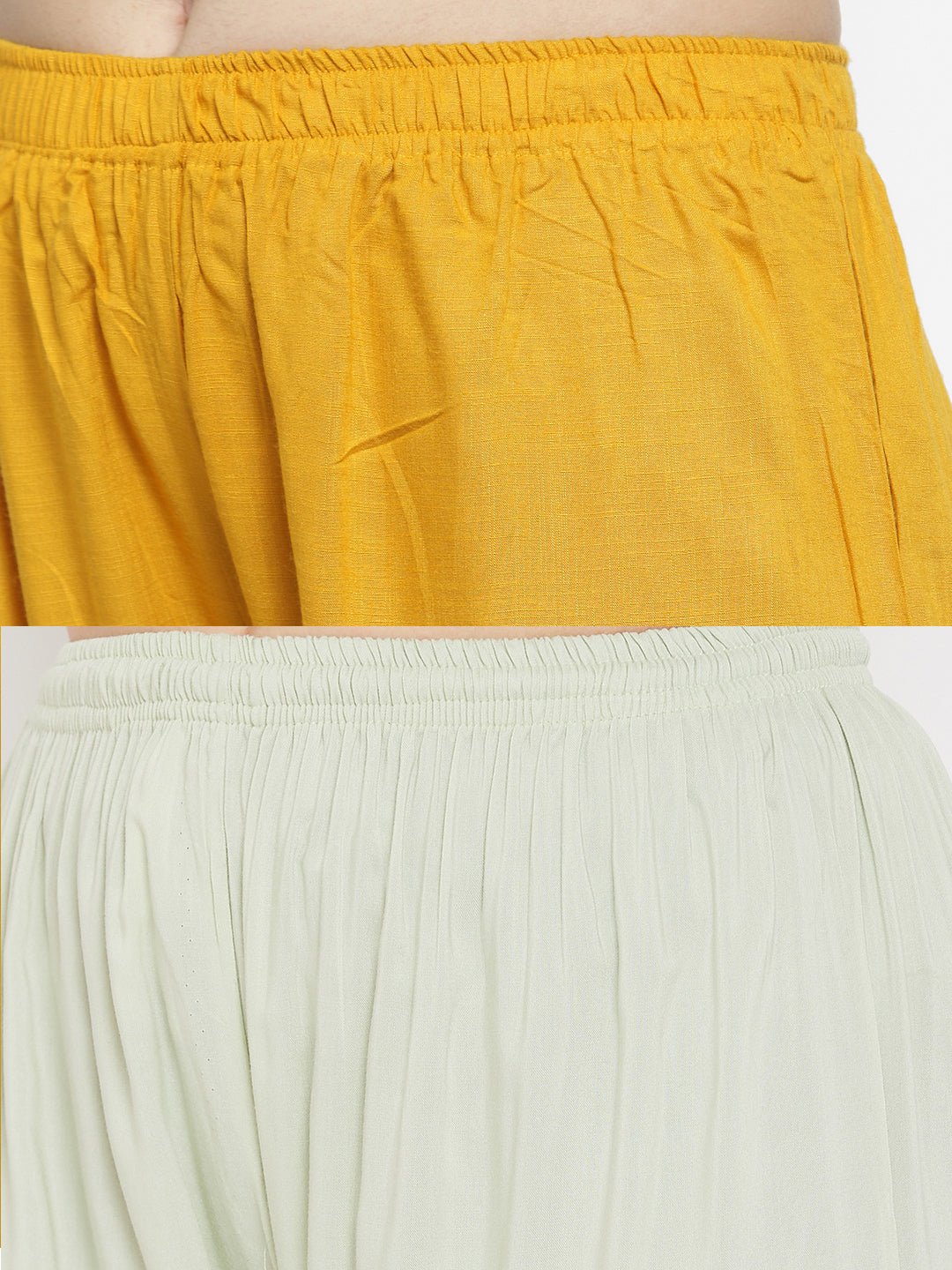 Wahe-NOOR Women's Solid Mustard & Pista Green Rayon Palazzo (Set Of 2) - Distacart