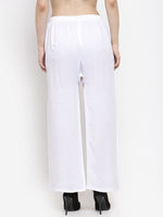 Thumbnail for Wahe-NOOR Women's Solid White & Pista Green Rayon Palazzo (Set Of 2) - Distacart