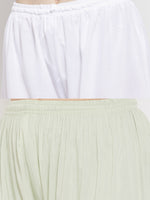Thumbnail for Wahe-NOOR Women's Solid White & Pista Green Rayon Palazzo (Set Of 2) - Distacart