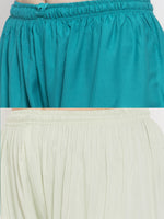 Thumbnail for Wahe-NOOR Women's Solid Turquoise & Pista Green Rayon Palazzo (Set Of 2) - Distacart