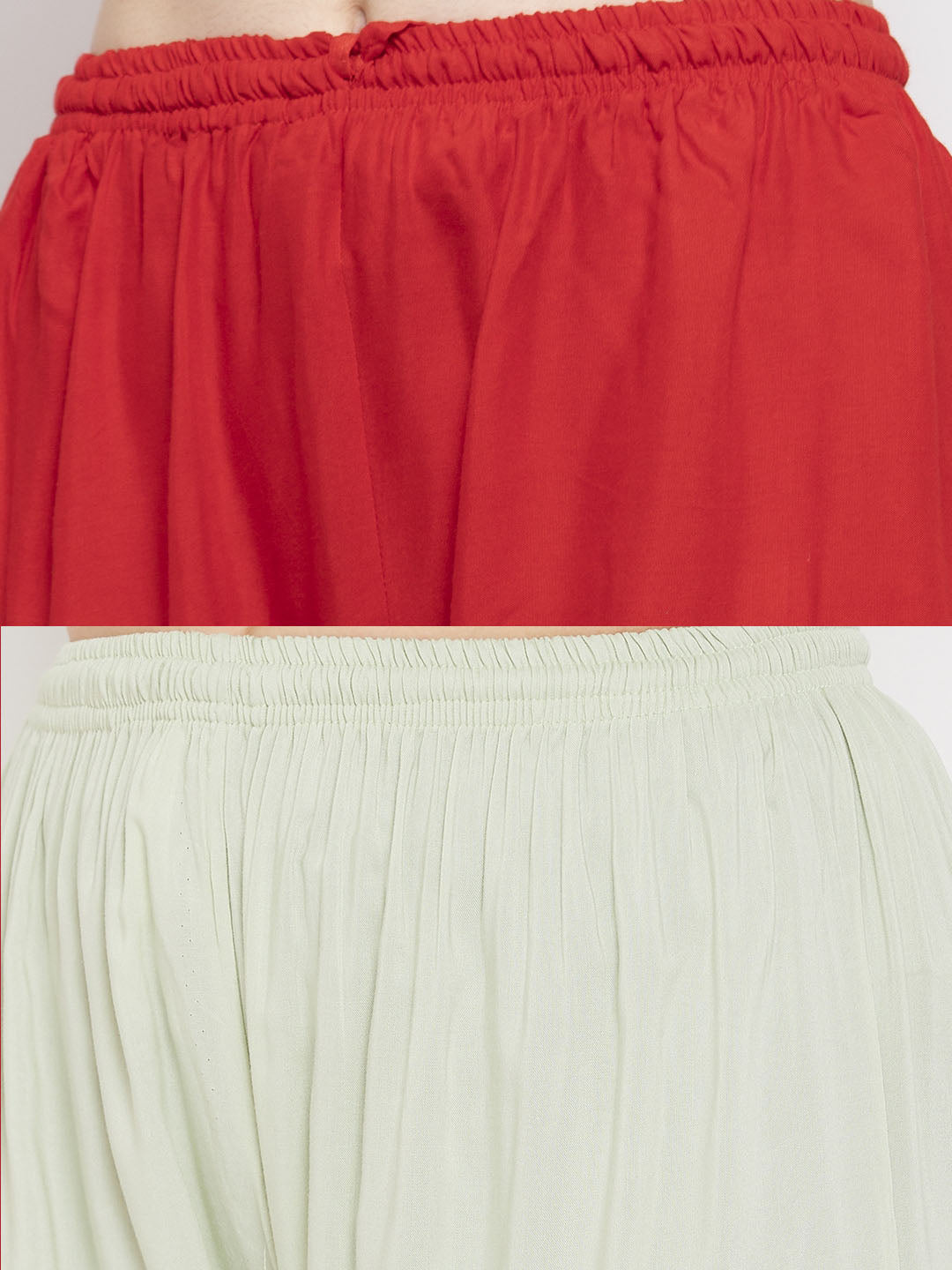 Wahe-NOOR Women's Solid Red & Pista Green Rayon Palazzo (Set Of 2) - Distacart