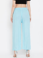 Thumbnail for Wahe-NOOR Women's Solid Sky Blue & Pista Green Rayon Palazzo (Set Of 2) - Distacart