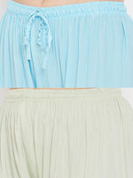 Thumbnail for Wahe-NOOR Women's Solid Sky Blue & Pista Green Rayon Palazzo (Set Of 2) - Distacart
