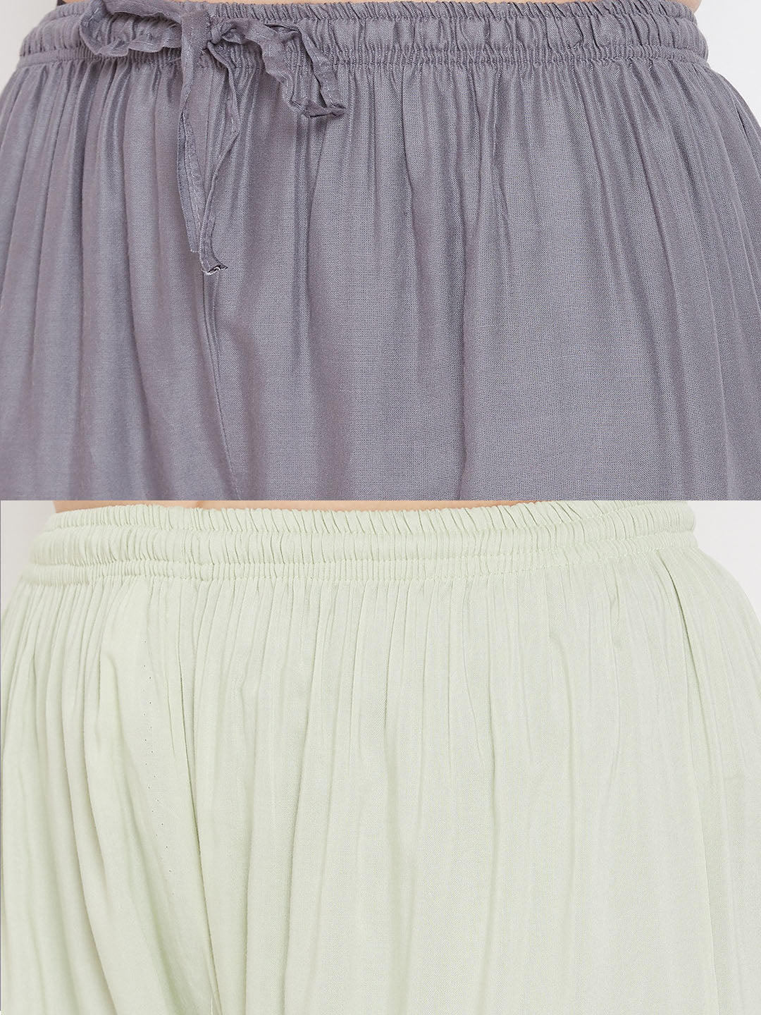 Wahe-NOOR Women's Solid Grey & Pista Green Rayon Palazzo (Set Of 2) - Distacart