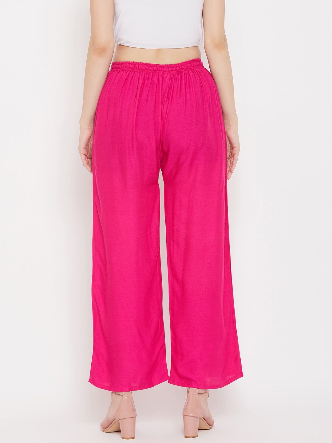 Wahe-NOOR Women's Solid Magenta & Pista Green Rayon Palazzo (Set Of 2) - Distacart