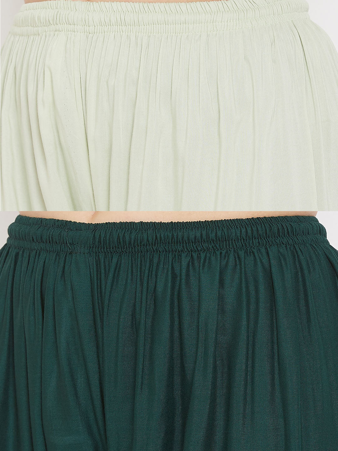 Wahe-NOOR Women's Solid Pista Green & Bottle Green Rayon Palazzo (Set Of 2) - Distacart