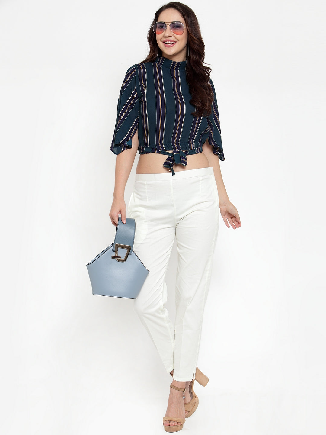 Buy Wahe-NOOR Women's Off-White Regular Fit Solid Pants Online at