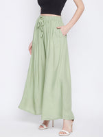 Thumbnail for Wahe-NOOR Women's Pista Green Solid Rayon Sharara - Distacart