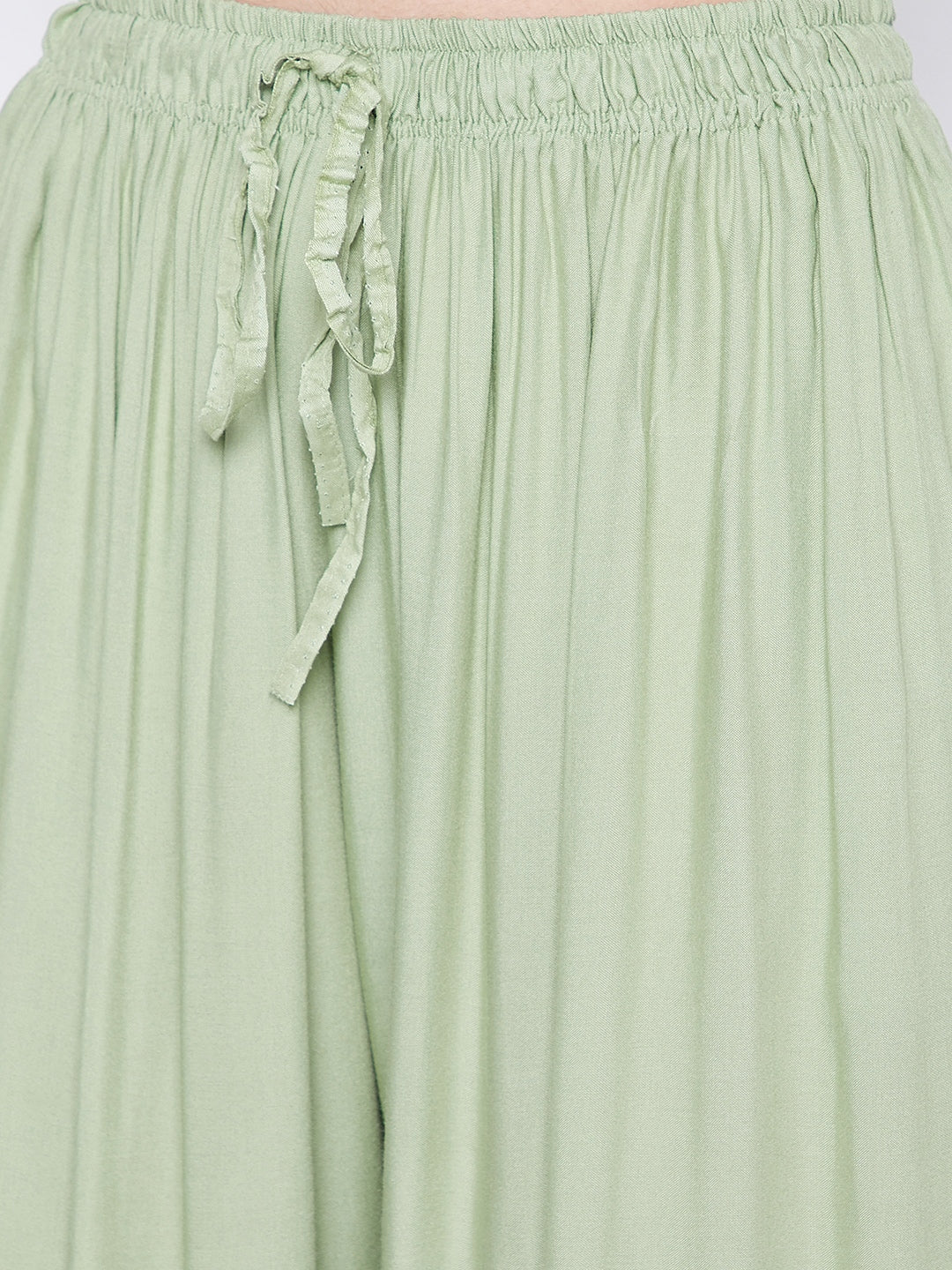 Wahe-NOOR Women's Pista Green Solid Rayon Sharara - Distacart