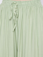 Thumbnail for Wahe-NOOR Women's Pista Green Solid Rayon Sharara - Distacart