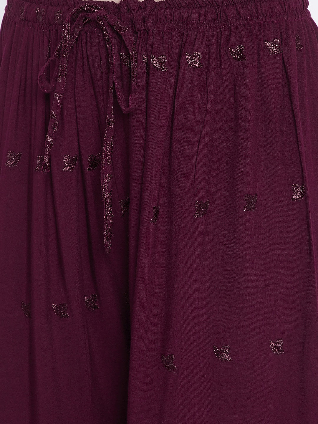 Wahe-NOOR Women's Wine Chikankari Rayon Palazzo - Distacart