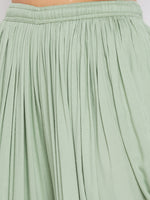 Thumbnail for Wahe-NOOR Women's Pista Green Rayon Dhoti Salwar - Distacart