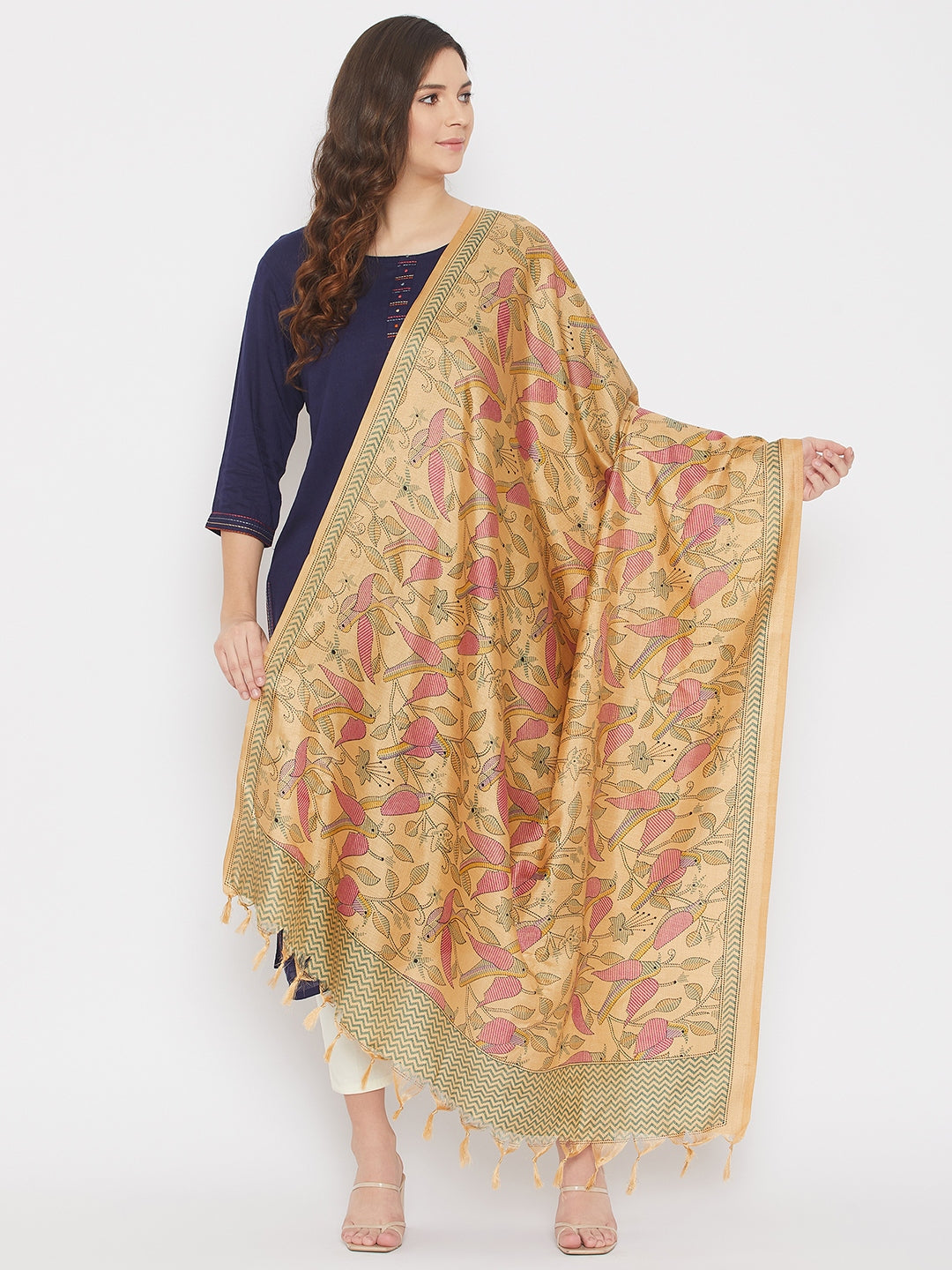 Wahe-NOOR Women's Fawn Digtal Printed Poly Silk Blend Dupatta - Distacart