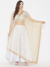 Thumbnail for Wahe-NOOR Women's Beige Embellished Net Dupatta - Distacart