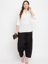 Thumbnail for Wahe-NOOR Women's Black Solid Pure Cotton Salwar - Distacart