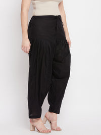 Thumbnail for Wahe-NOOR Women's Black Solid Pure Cotton Salwar - Distacart