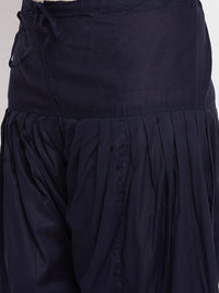 Thumbnail for Wahe-NOOR Women's Navy Blue Solid Pure Cotton Salwar - Distacart