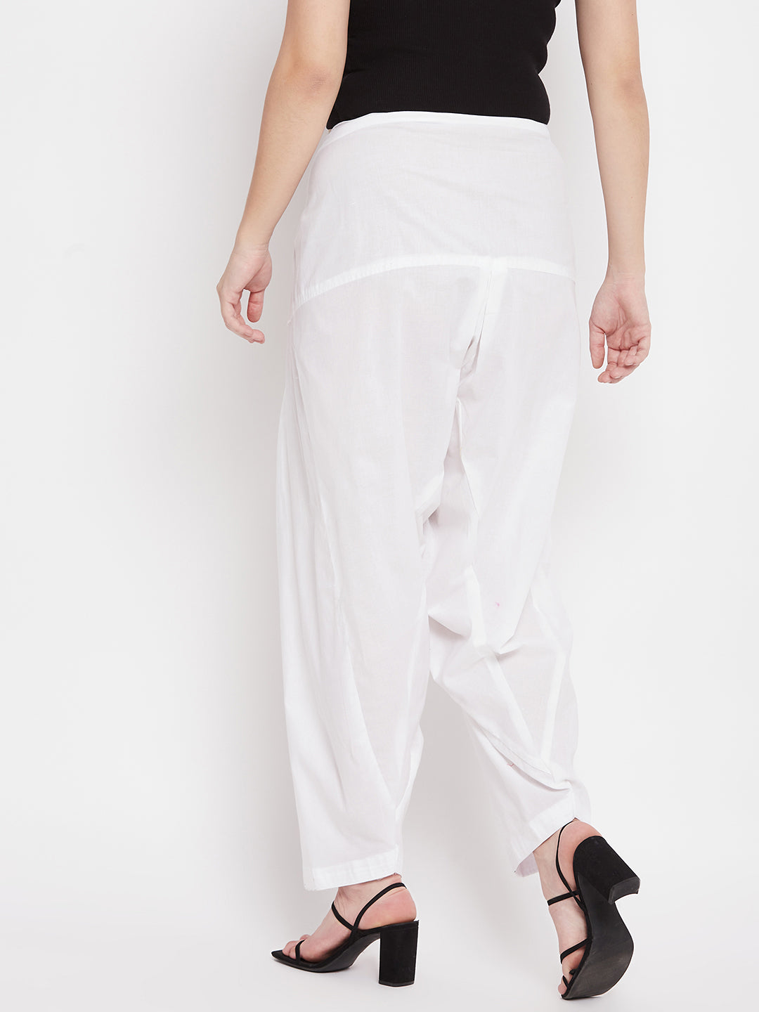 Wahe-NOOR Women's White Solid Pure Cotton Salwar - Distacart