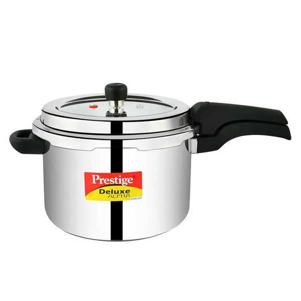 Prestige 6.5 Litres Deluxe Alpha Svachh Induction Base Outer Lid Stainless Steel Pressure Cooker - Distacart