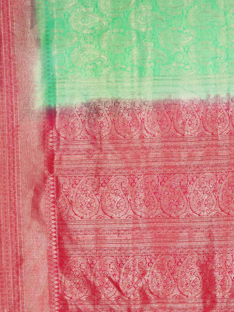 Kalamandir Ethnic Motifs Light Green Silk Blend Saree