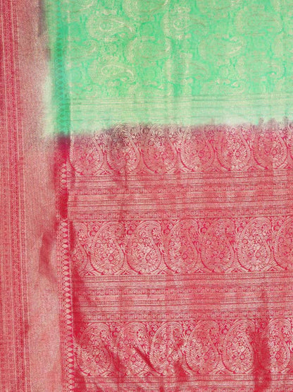 Kalamandir Ethnic Motifs Light Green Silk Blend Saree