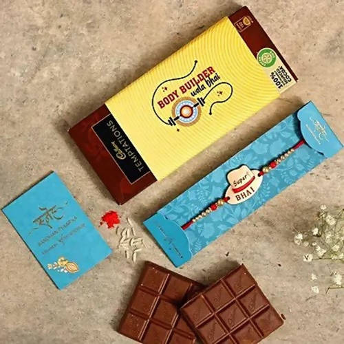 Super Bhai Rakhi & Bodybuilder Bhai Chocolate Sleeve