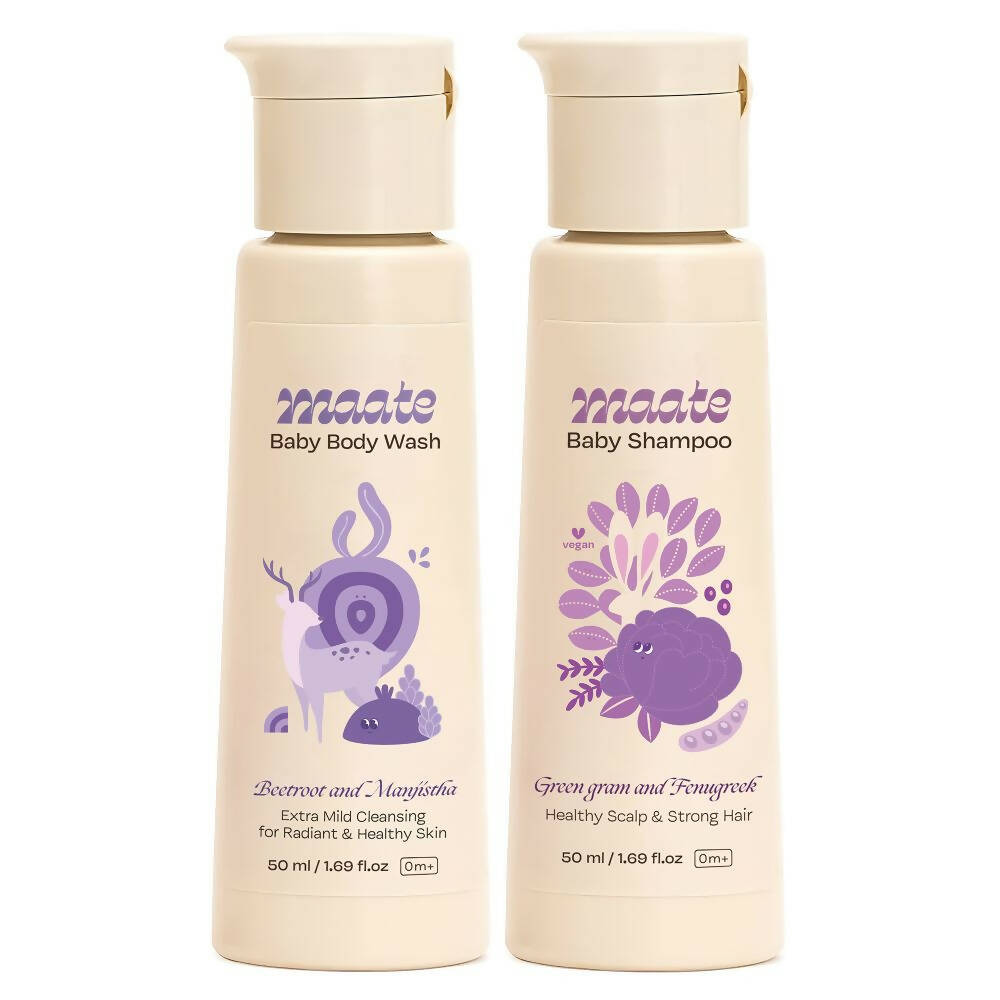 Maate Baby Daily Cleansing Combo - Baby Body Wash & Baby Shampoo - Distacart