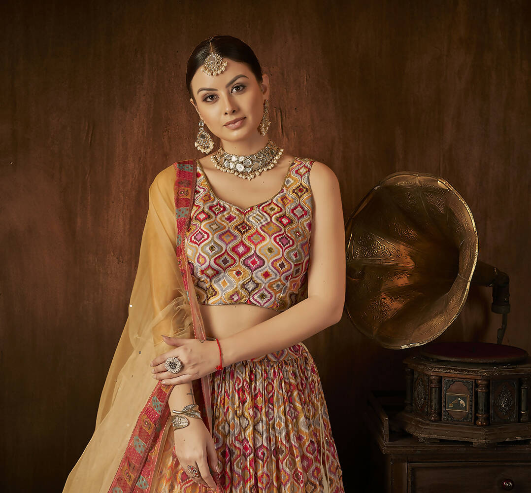 Wedding Designer Multi Georgette Lahenga Choli - Anbazaar - Distacart