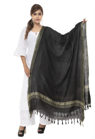 Mominos Fashion Moeza Slub Cotton Black Dupatta