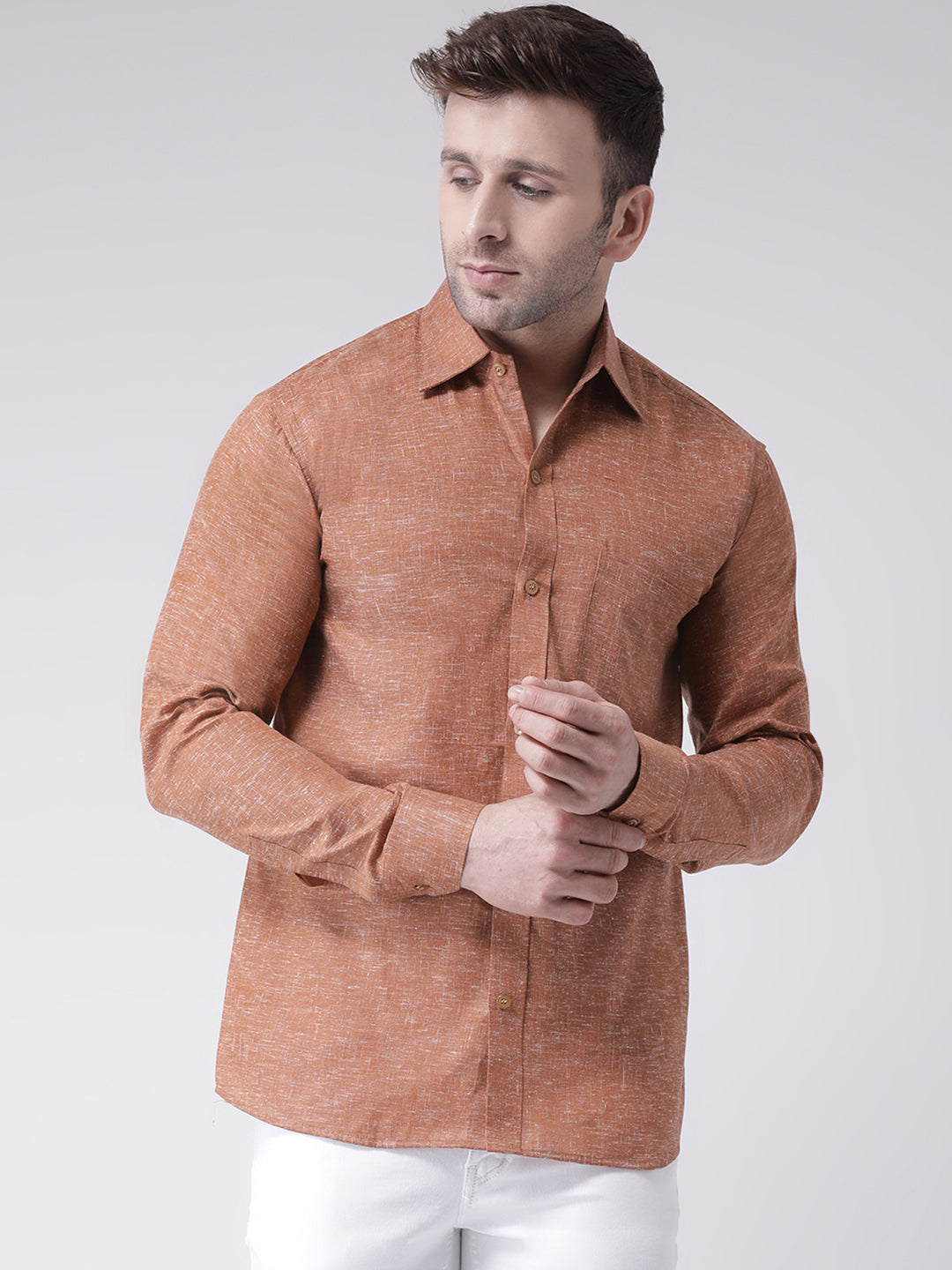 RIAG Brown Men's Full Sleeves Shirt - Distacart