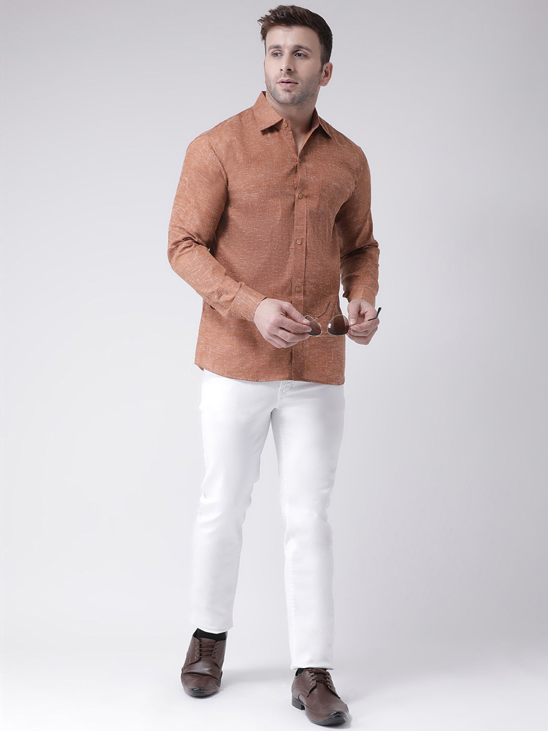 RIAG Brown Men's Full Sleeves Shirt - Distacart