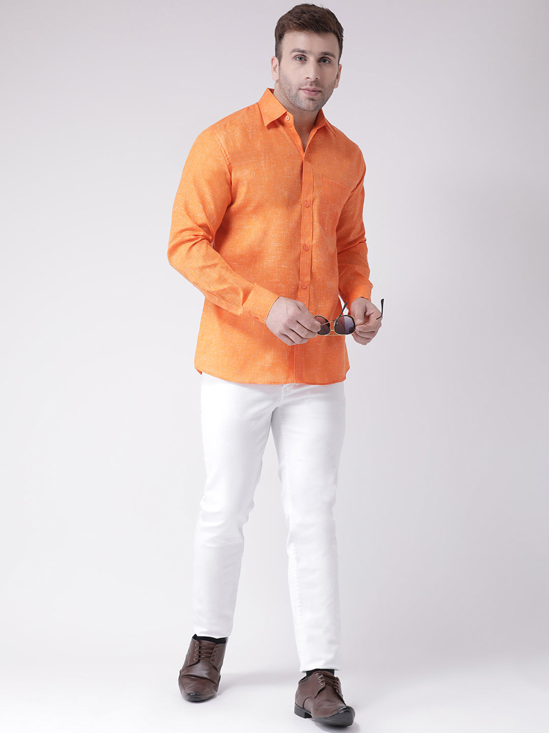 RIAG Orange Men's Full Sleeves Shirt - Distacart