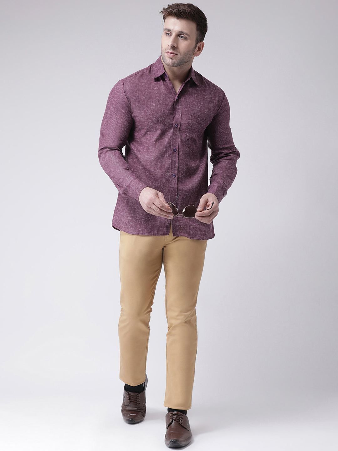 RIAG Purple Men's Full Sleeves Shirt - Distacart