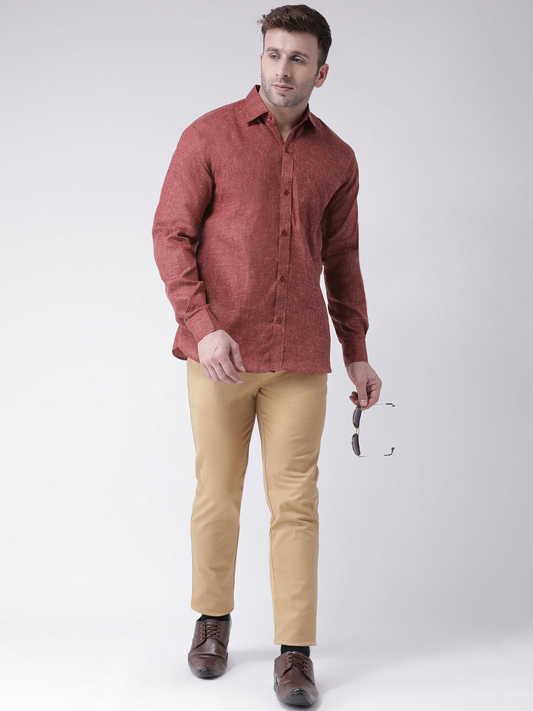 RIAG Brown Men's Full Sleeves Shirt - Distacart