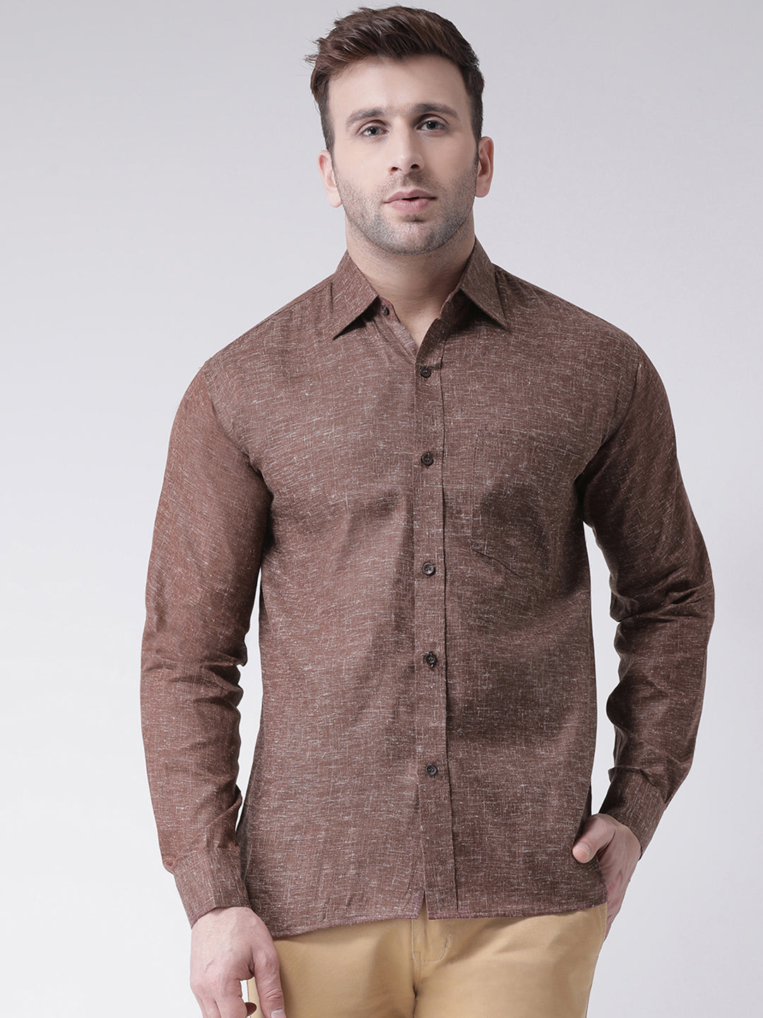 RIAG Brown Men's Full Sleeves Shirt - Distacart