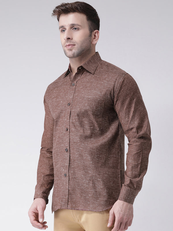 RIAG Brown Men's Full Sleeves Shirt - Distacart