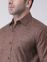 Thumbnail for RIAG Brown Men's Full Sleeves Shirt - Distacart