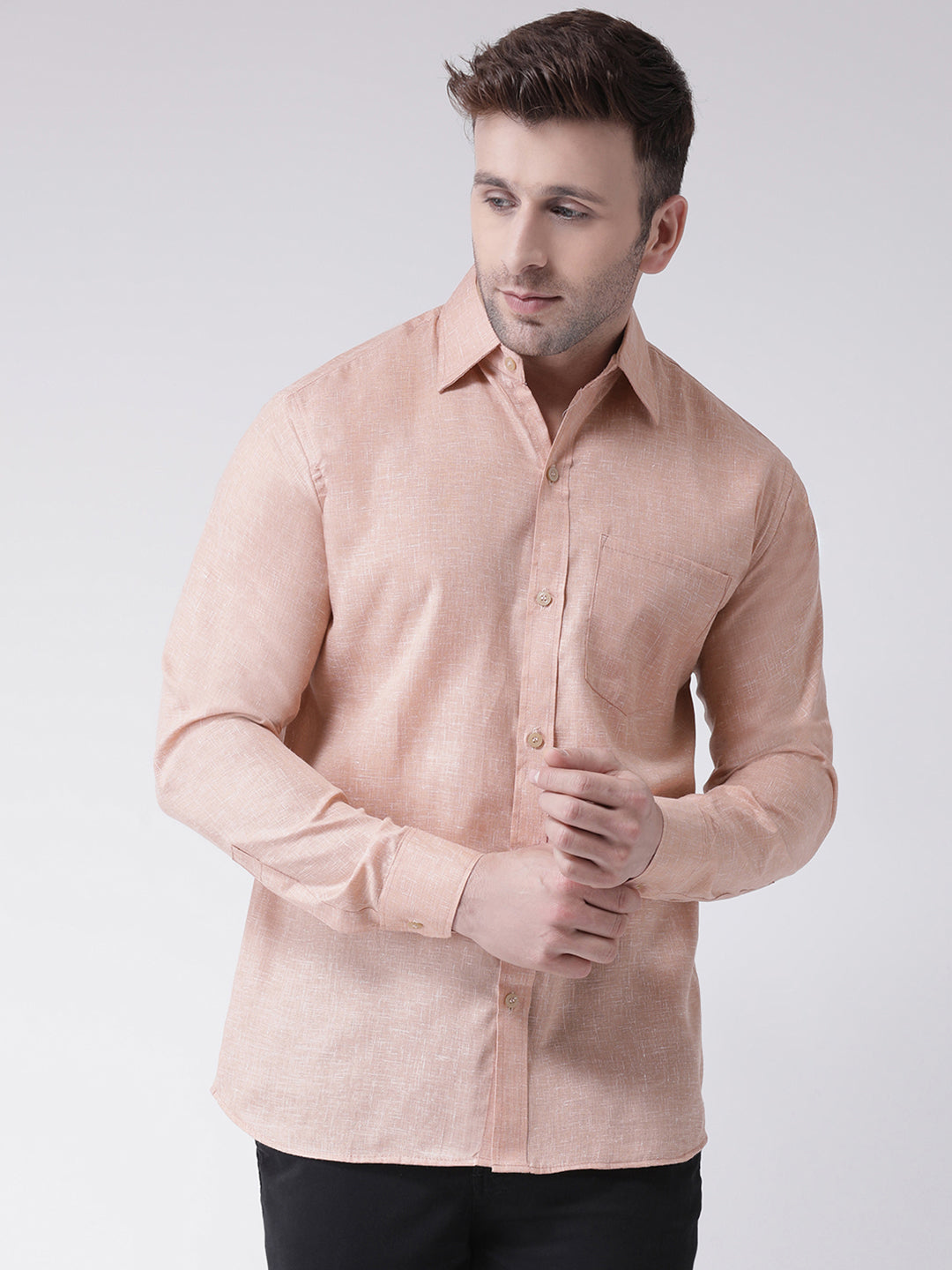 RIAG Beige Men's Full Sleeves Shirt - Distacart