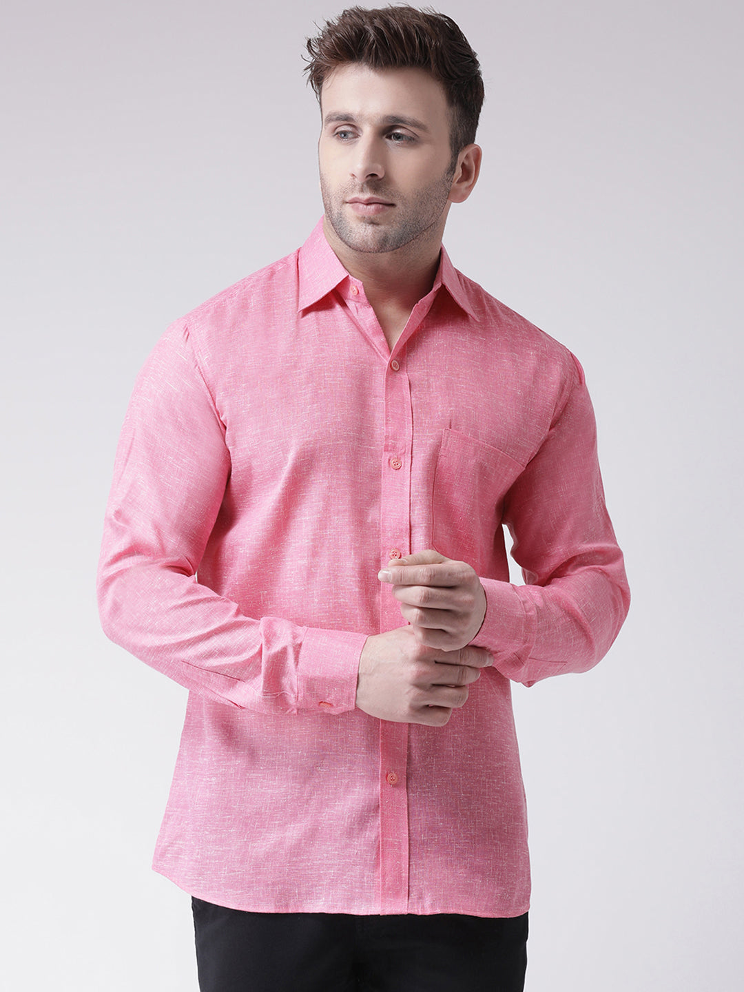 RIAG Pink Men's Full Sleeves Shirt - Distacart