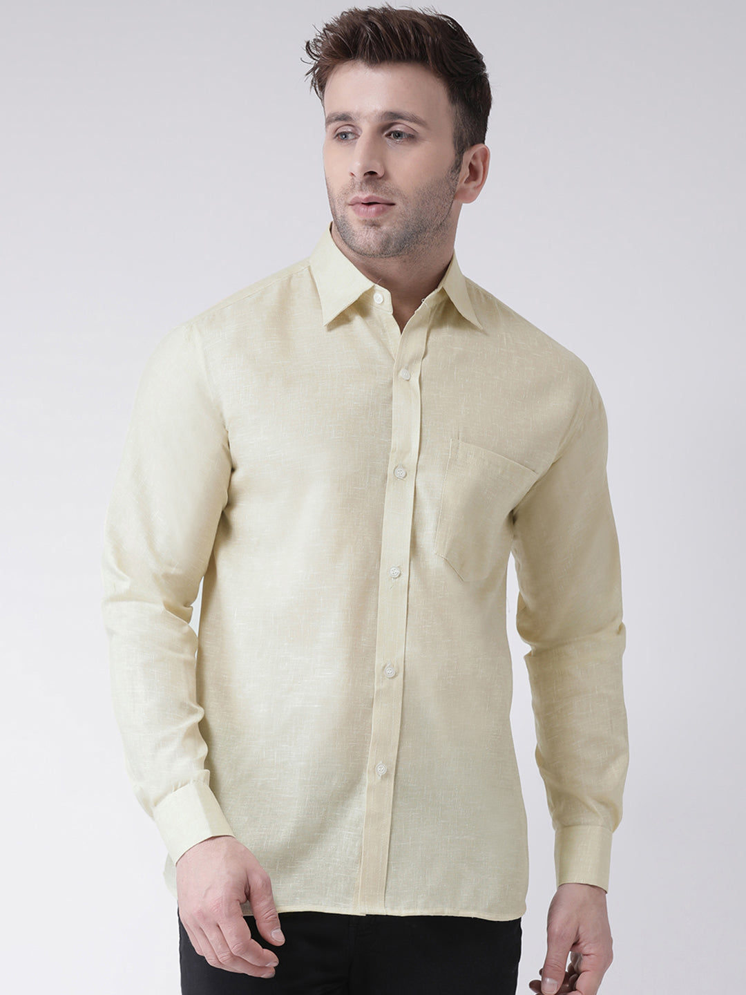 RIAG Beige Men's Full Sleeves Shirt - Distacart