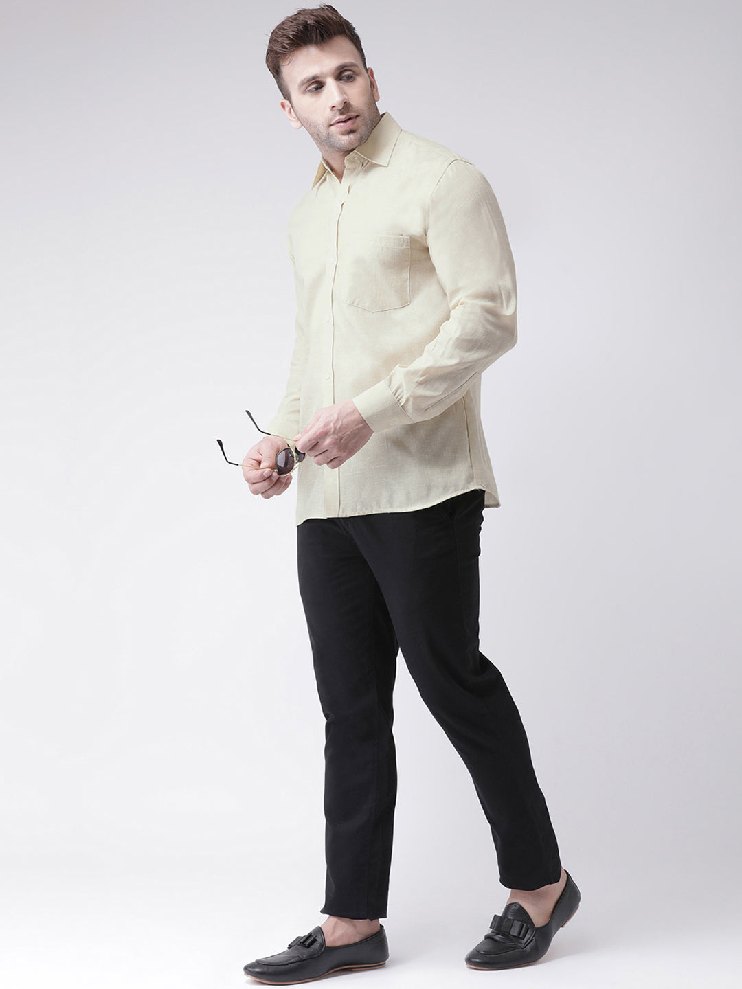 RIAG Beige Men's Full Sleeves Shirt - Distacart