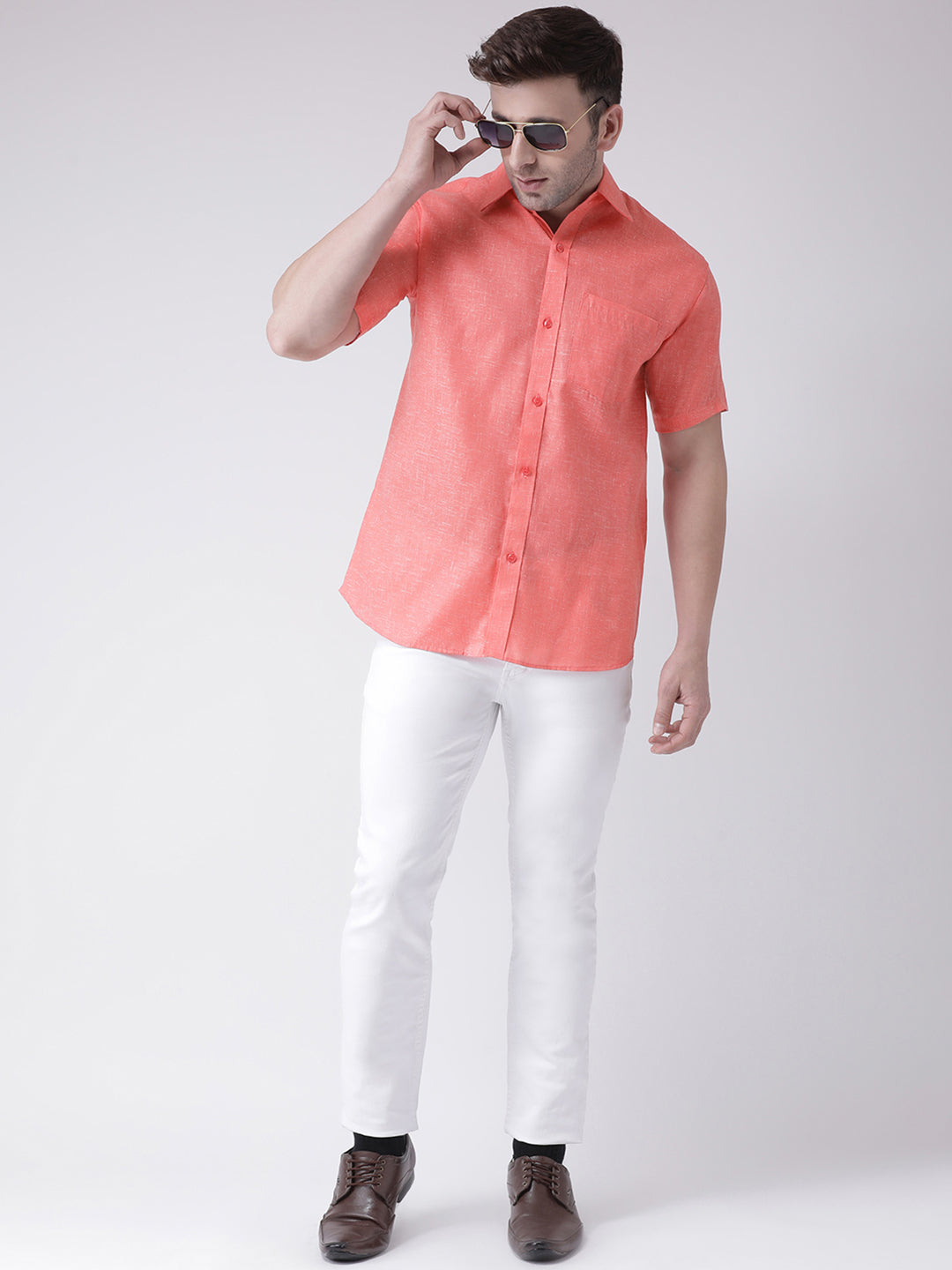 RIAG Orange Men's Half Sleeves Shirt - Distacart