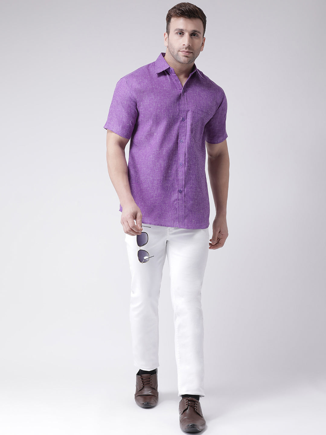 RIAG Purple Men's Half Sleeves Shirt - Distacart